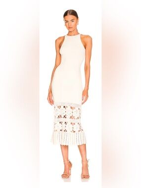 NWT Revolve Tularosa Finley Crochet Midi Dress in Ivory